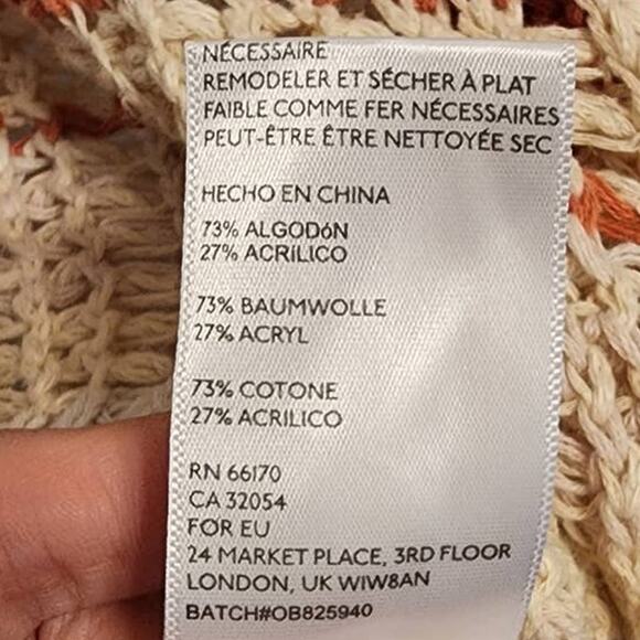 Urban Outfitters UO Sasha Striped Cropped Crochet Sweater Size Small - Picture 8 of 11